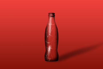 Red cracked cola bottle.