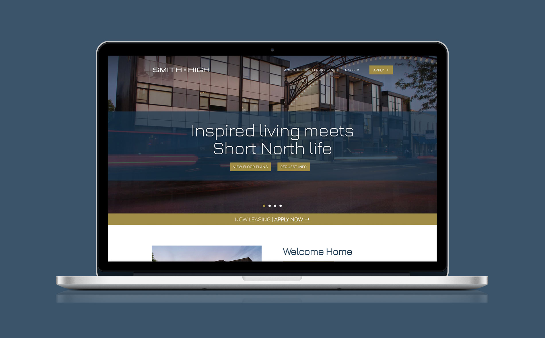 Smith + High website design for modern housing shown on laptop